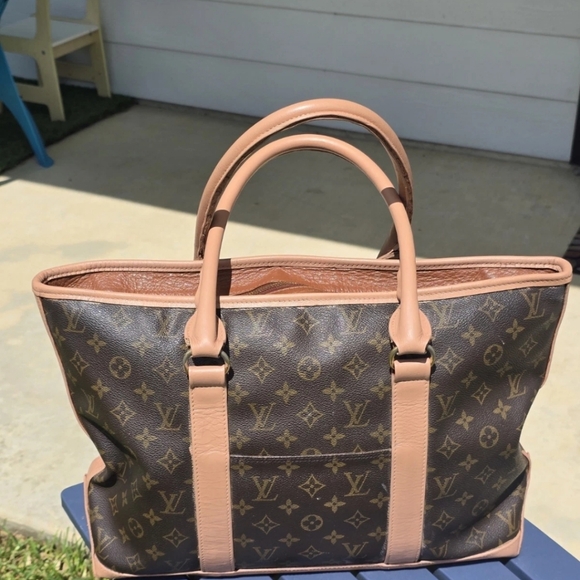 Authentic Louis Vuitton Vintage PM  Weekender Tote Sac Bag Brown Women 18x11 - Picture 9 of 16